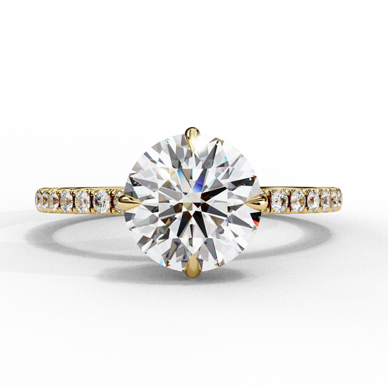 Classic Round-Cut Solitaire Ring with Diamond Accents