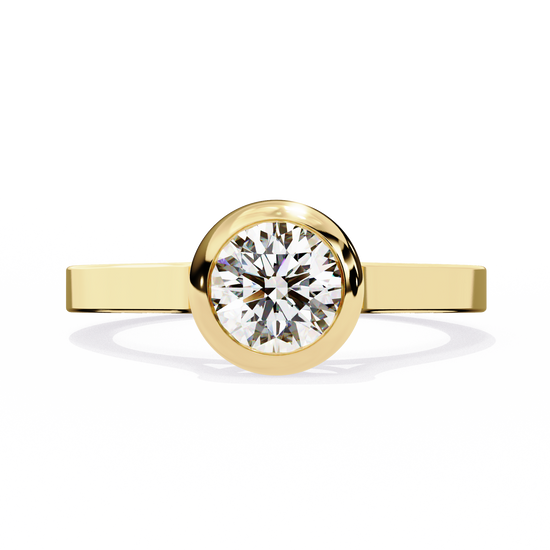 "Contemporary Round Diamond Bezel Engagement Ring"