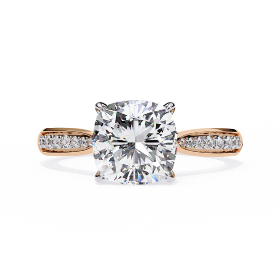 "Luxury Cushion Cut Diamond Solitaire with Pavé"
