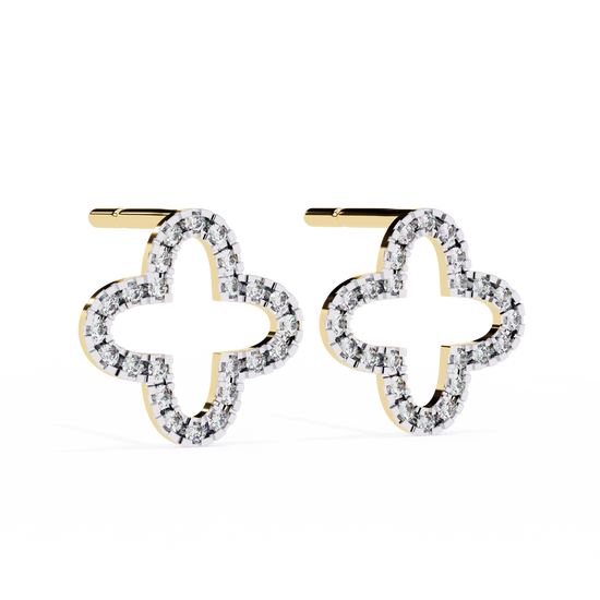 Diamond Clover Blossom Earrings
