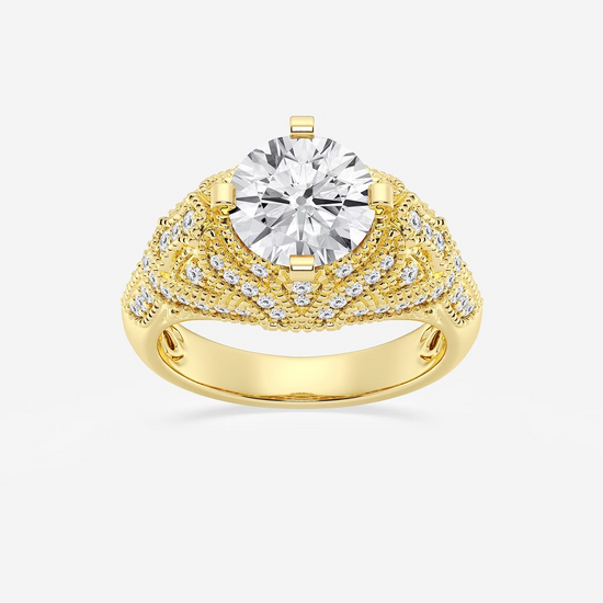 Vintage Round Lab Diamond Edwardian Ring