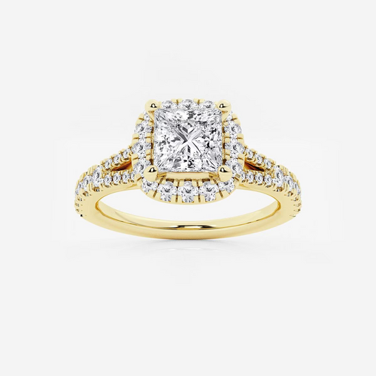 Princess Split Shank Halo Lab Diamond Ring