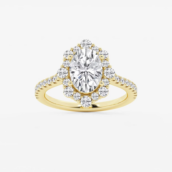 Oval Lab Diamond Floral Halo Ring