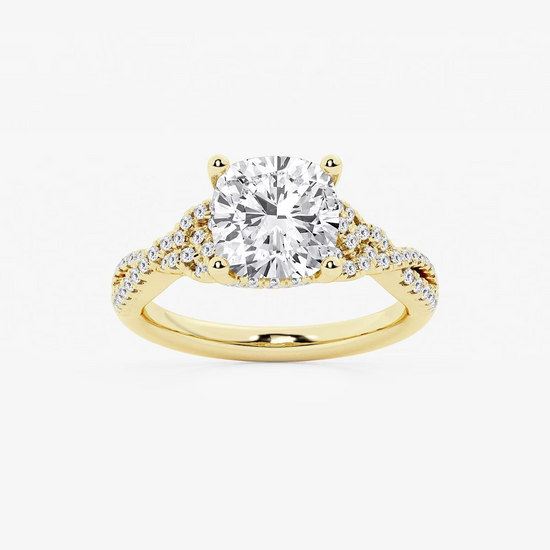 Cushion Celtic Side Stone Lab Diamond Ring