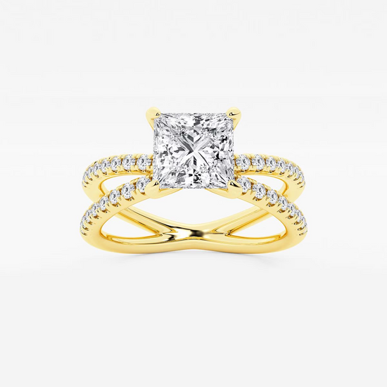 Princess Lab Diamond Crossover Micro Pave Ring
