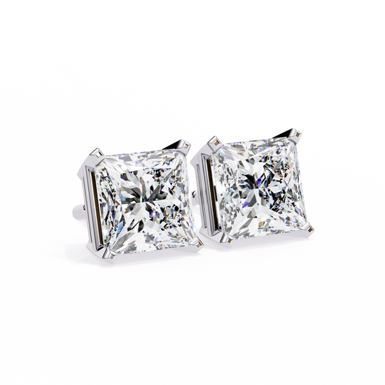 Princess Solstice Halo Diamond Studs