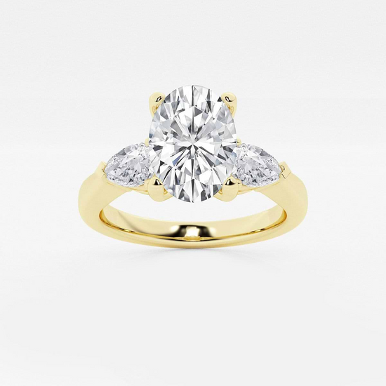2ct Oval Lab Diamond Ring with Pear Side Accents