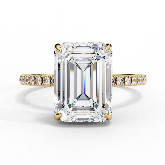 4-Prong Emerald-Cut Diamond Ring with Side Stones