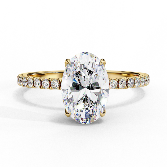 Classic Oval Solitaire Ring with Diamond Shank