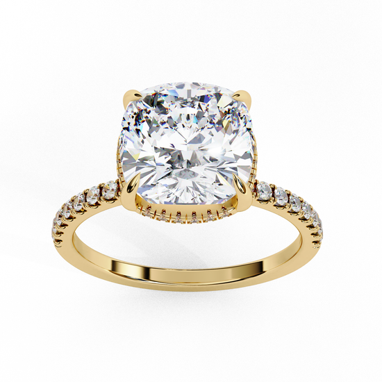 Brilliant Cushion Diamond Ring with Accent Stones