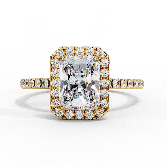 Brilliant Halo Ring with Radiant-Cut Center