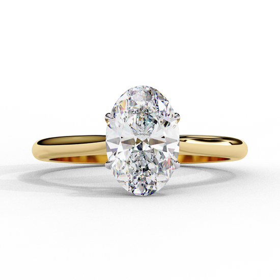 Polished Band with Oval Solitaire Diamond