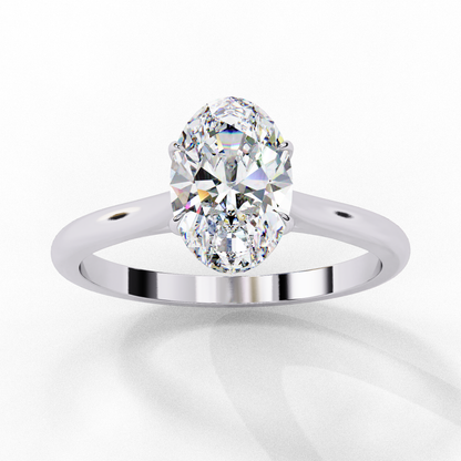 Polished Band with Oval Solitaire Diamond