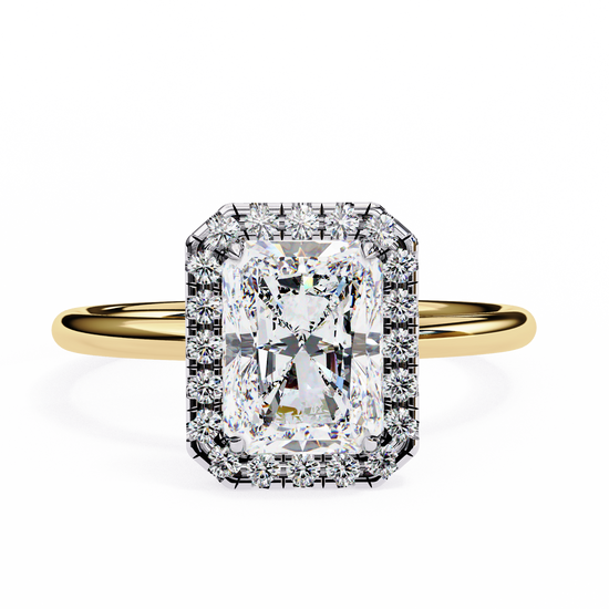 Stunning Radiant Cut Diamond Halo Ring