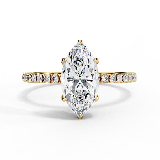 Six-Prong Marquise Solitaire with Accent Diamonds