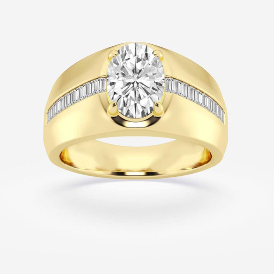 Oval Lab Diamond Side Stone Ring