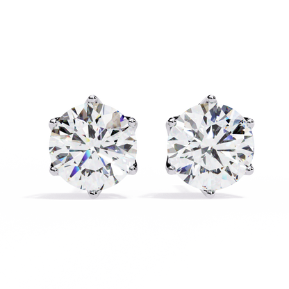 Diamond Solitaire Studs in Round Cut with Blush Gold Accents