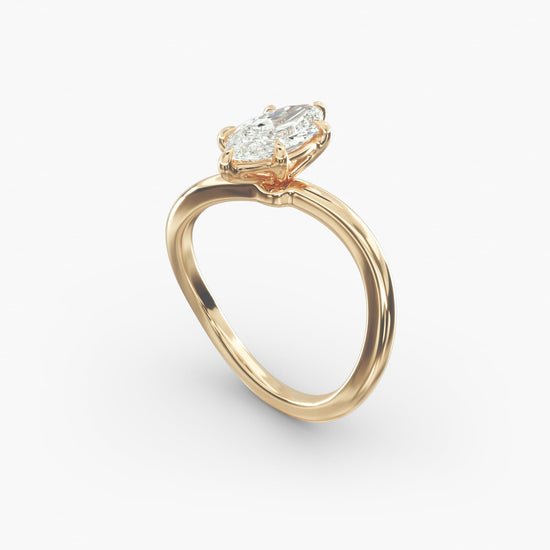 1.5 Ct Sculptural Waves Diamond Solitaire Engagement Ring