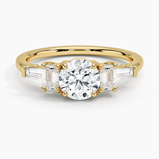 "Forever Sparkle – Round Cut Lab Diamond Ring with Side Stones"