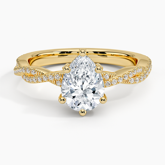 "Timeless 2ct Pear Lab Diamond Ring – Twisted Pavé Setting"
