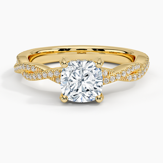 "Timeless 2ct Cushion Lab Diamond Ring – Twisted Pavé Setting"
