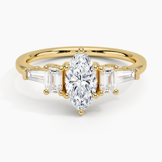 "Forever Sparkle – Marquise Cut Lab Diamond Ring with Side Stones"