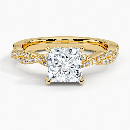 "Timeless 2ct Princess Lab Diamond Ring – Twisted Pavé Setting"
