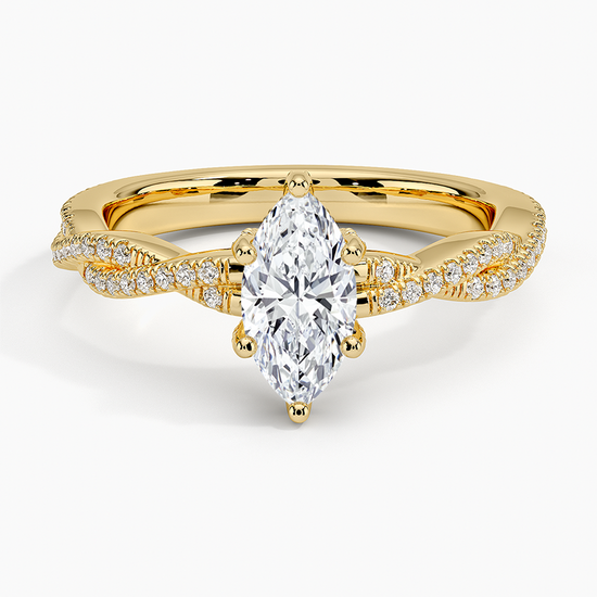 "Timeless 2ct Marquise Lab Diamond Ring – Twisted Pavé Setting"