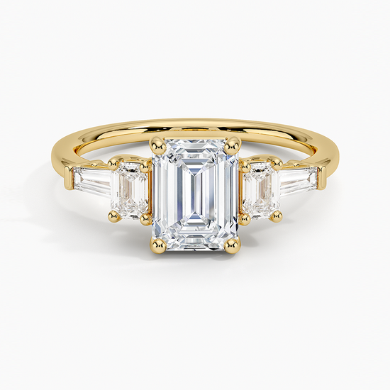 "Forever Sparkle – Emerald Cut Lab Diamond Ring with Side Stones"