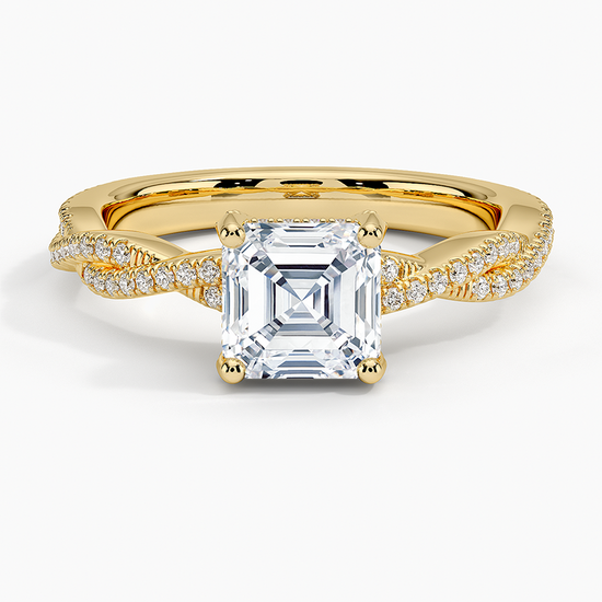 "Timeless 2ct Asscher Lab Diamond Ring – Twisted Pavé Setting"