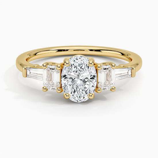 "Forever Sparkle – Oval Cut Lab Diamond Ring with Side Stones"