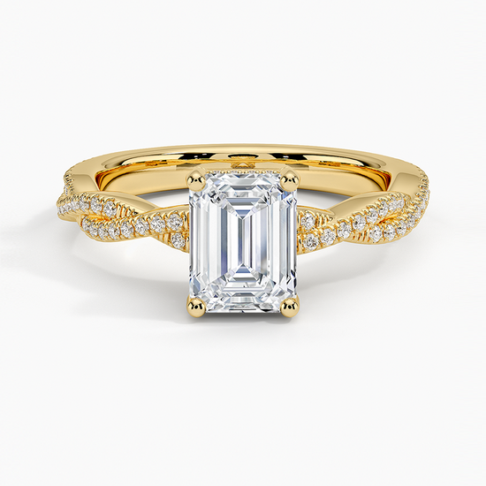 "Timeless 2ct Emerald Lab Diamond Ring – Twisted Pavé Setting"