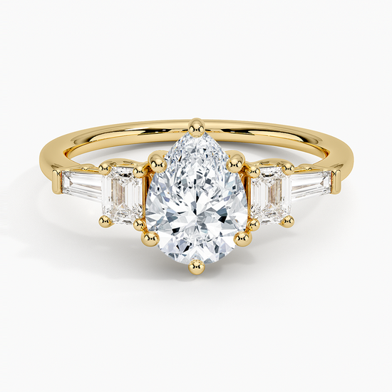 "Forever Sparkle – Pear Cut Lab Diamond Ring with Side Stones"