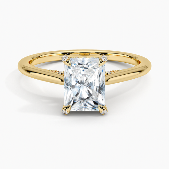 "Minimalist Radiant Cut Lab Grown Diamond Ring – 2ct Center Stone"