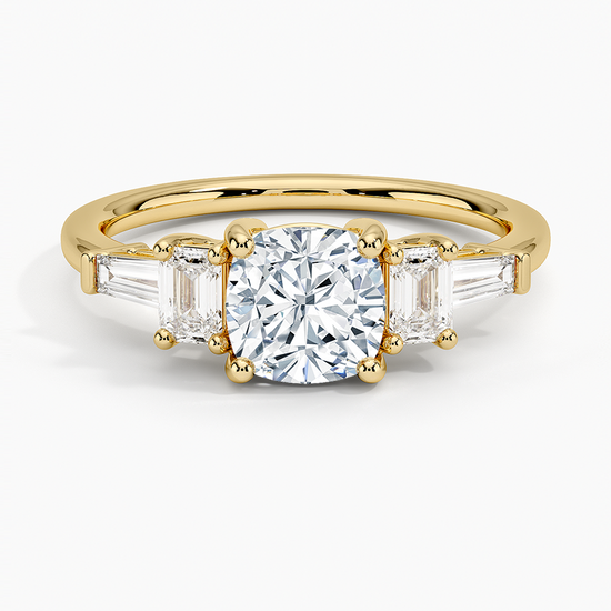 "Forever Sparkle – Cushion Cut Lab Diamond Ring with Side Stones"