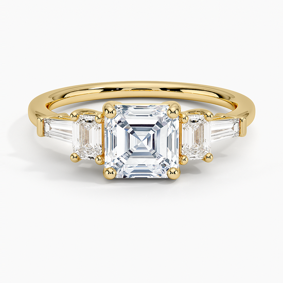 Forever Sparkle – Asscher Cut 2.5 Lab Diamond Ring with Side Stones"