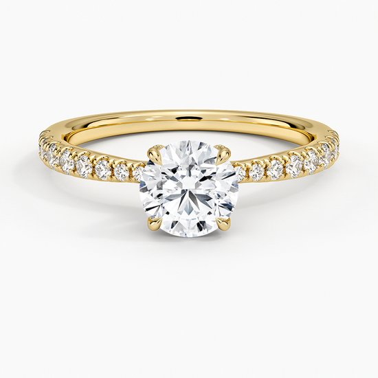 Lab Created Round Diamond Ring – 1 Carat Pave Engagement Ring