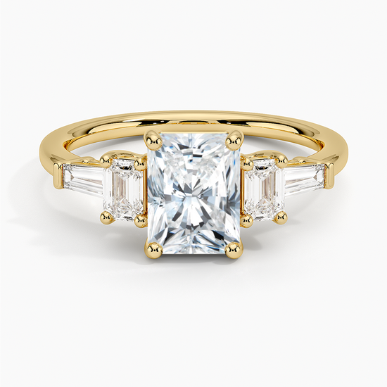 "Forever Sparkle – Radiant Cut Lab Diamond Ring with Side Stones"