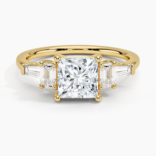 "Forever Sparkle – Princess Cut Lab Diamond Ring with Side Stones"